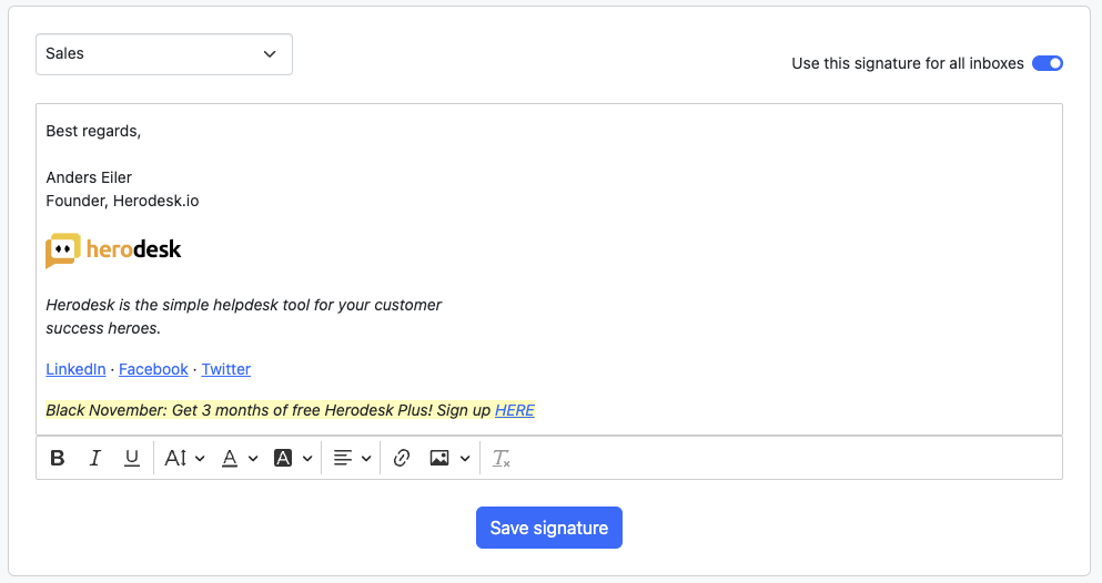 Herodesk - the secret power of your email signature
